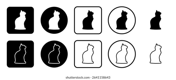 Icon set of cat symbol. Filled, outline, black and white icons set, flat style.  Vector illustration on white background