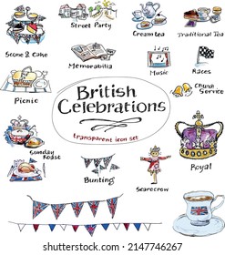Icon set for Celebrating british Holidays svg