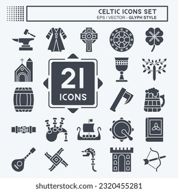 Icon Set Celtic. related to Celebration symbol. glyph style. simple design editable. simple illustration