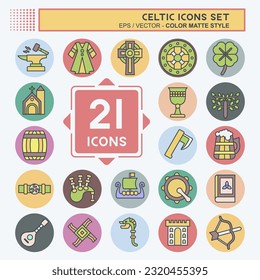 Icon Set Celtic. related to Celebration symbol. color mate style. simple design editable. simple illustration