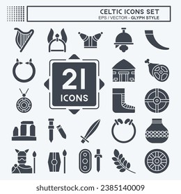 Icon Set Celtic. related to Mythology symbol. glyph style. simple design editable. simple illustration
