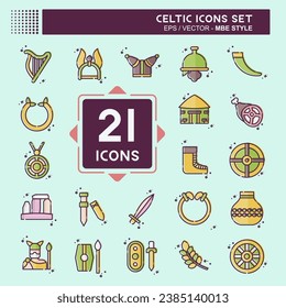 Icon Set Celtic. related to Mythology symbol. MBE style. simple design editable. simple illustration