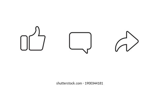 Icon Set For Channel. Like, Comment, And Share Button Vector