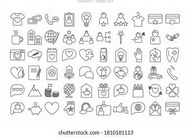 Icon Set Charity Work, Voluntary and Non-profit Organisations