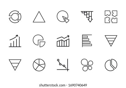 Icon set of chart. Editable vector pictograms isolated on a white background. Trendy outline symbols for mobile apps and website design. Premium pack of icons in trendy line style.