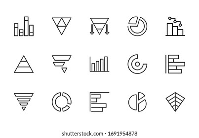 Icon set of chart. Editable vector pictograms isolated on a white background. Trendy outline symbols for mobile apps and website design. Premium pack of icons in trendy line style.