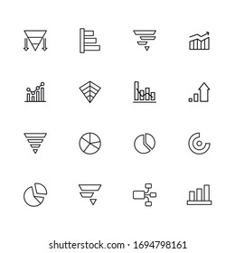 Icon set of chart. Editable vector pictograms isolated on a white background. Trendy outline symbols for mobile apps and website design. Premium pack of icons in trendy line style.