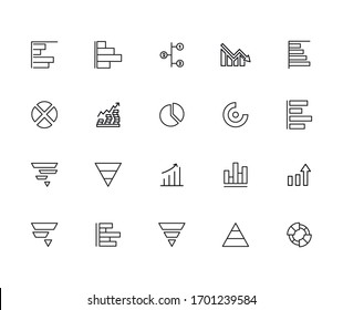 Icon set of chart. Editable vector pictograms isolated on a white background. Trendy outline symbols for mobile apps and website design. Premium pack of icons in trendy line style.