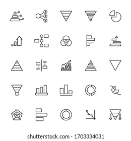 Icon set of chart. Editable vector pictograms isolated on a white background. Trendy outline symbols for mobile apps and website design. Premium pack of icons in trendy line style.