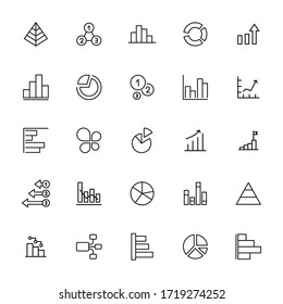 Icon set of chart. Editable vector pictograms isolated on a white background. Trendy outline symbols for mobile apps and website design. Premium pack of icons in trendy line style.