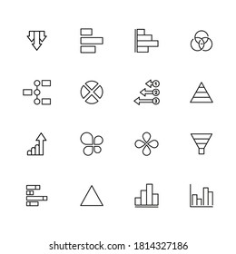 Icon set of chart. Editable vector pictograms isolated on a white background. Trendy outline symbols for mobile apps and website design. Premium pack of icons in trendy line style.