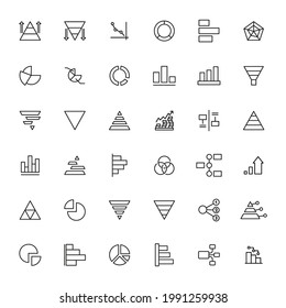 Icon set of chart. Editable vector pictograms isolated on a white background. Trendy outline symbols for mobile apps and website design. Premium pack of icons in trendy line style.