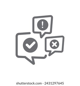 Icon set of check mark, cross, exclamation mark, information icon. FAQ sign.