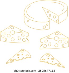 Conjunto de iconos de queso con estilo de arte de línea