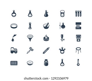 Icon Set of Chemistry Lab Equipment. 48x48 Pixel Perfect