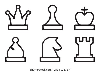 Icon Set Chess, Game needs strategy and tactic. Eps 10