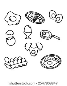 Icon set of chicken eggs