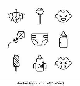 Icon Set Child Hood for different seasons. Line with Editable stroke