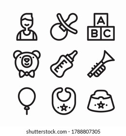 Icon Set Children for different seasons Line