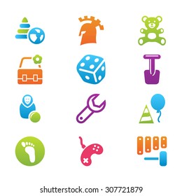  icon set children toys and games