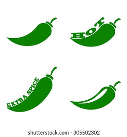 Icon set Chili pepper isolated on white background. Vector illustration. 