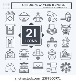 Icon Set Chinese New Year. related to Holiday symbol. line style. simple design editable. simple illustration