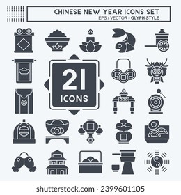 Icon Set Chinese New Year. related to Holiday symbol. glyph style. simple design editable. simple illustration