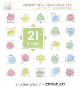 Icon Set Chinese New Year. related to Holiday symbol. Color Spot Style. simple design editable. simple illustration