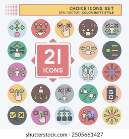 Icon Set Choice. related to Education symbol. color mate style. simple illustration