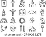 Icon set, Christian theme with outline design