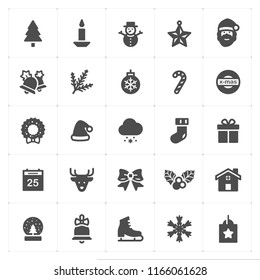 Icon set - Christmas filled icon style vector illustration on white background