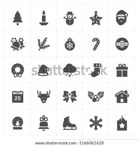 Icon set - Christmas filled icon style vector illustration on white background