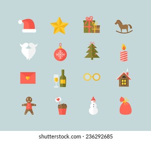 Icon set. Christmas holidays symbols and elements. vector illustration