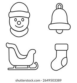 ícone definir trenó de Natal carregado de presentes e com Papai Noel ou seus ajudantes, pronto para entregar a alegria de férias. Ideal para cenas festivas dinâmicas.
