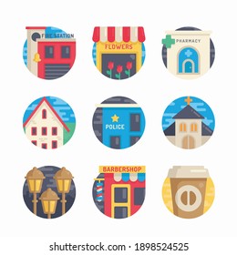 Elementos de construcción de ciudades para diferentes temporadas Color