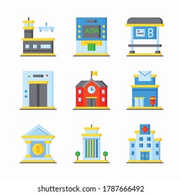 Color del conjunto de iconos Vida de la ciudad para diferentes temporadas