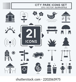 Icon Set City Park. suitable for Building symbol. glyph style. simple design editable. design template vector. simple illustration