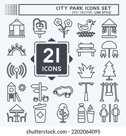 Icon Set City Park. suitable for Building symbol. line style. simple design editable. design template vector. simple illustration