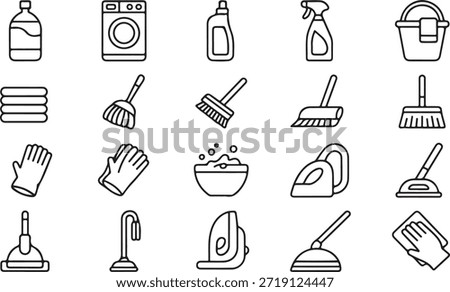 Icon Set For Cleaning And Laundry With Washing Machine And Supplies icons collection