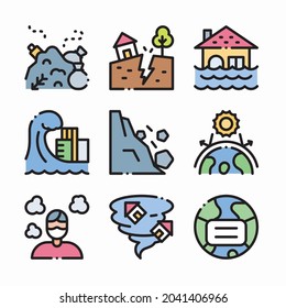 Icon Set Climate Change for different seasons Color