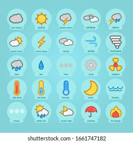 icon set of climate graphics for any weather design 
