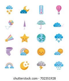 icon set Climate objects cartoon