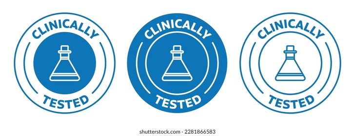 Icon set of "clinically tested". Rounded vector icon illustration