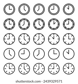 Icon Set Uhr, Zeit, Stunde, Elemente für Design mit einfachen Umriss Stil hat EPS-Datei