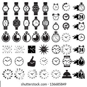 Icon set clocks, vector illustration