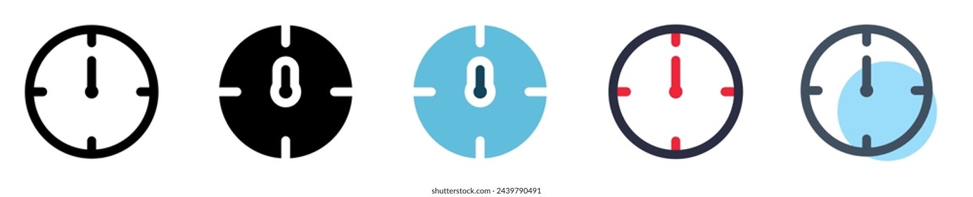 icono set clock.time,timer,count,hour.vector ilustración.varios estilos.