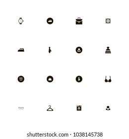 icon set Clothes with 30 temperature, winter hat, watch and winter