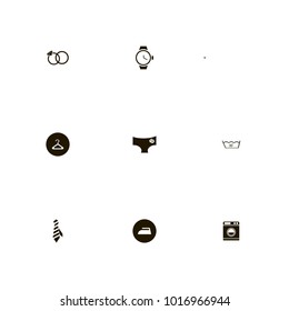 icon set Clothes with alarm clock, woman, clock and panties