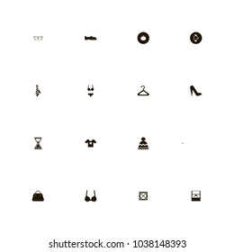 icon set Clothes with alarm clock, shirt, male and bag