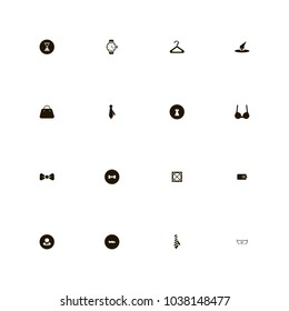 icon set Clothes with bag, female, underwear and time